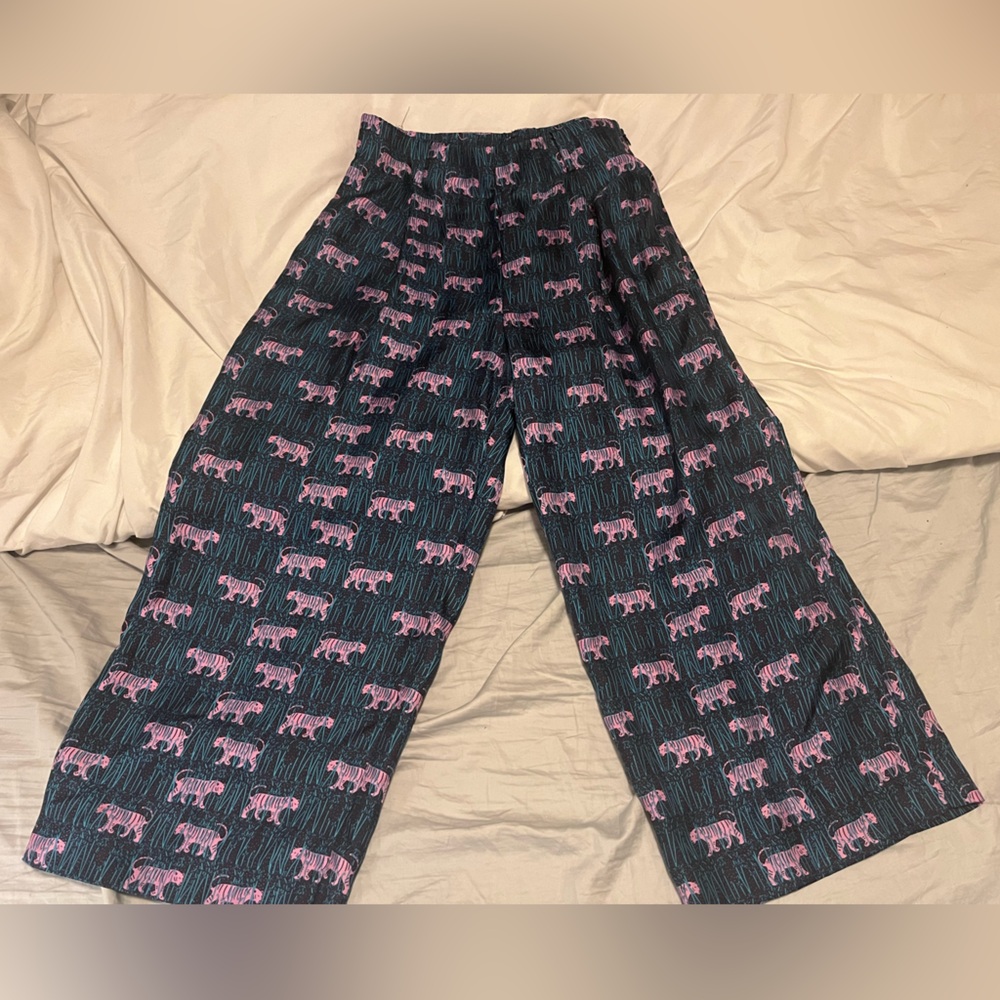 Silk J Crew Wide Leg Pants with sash